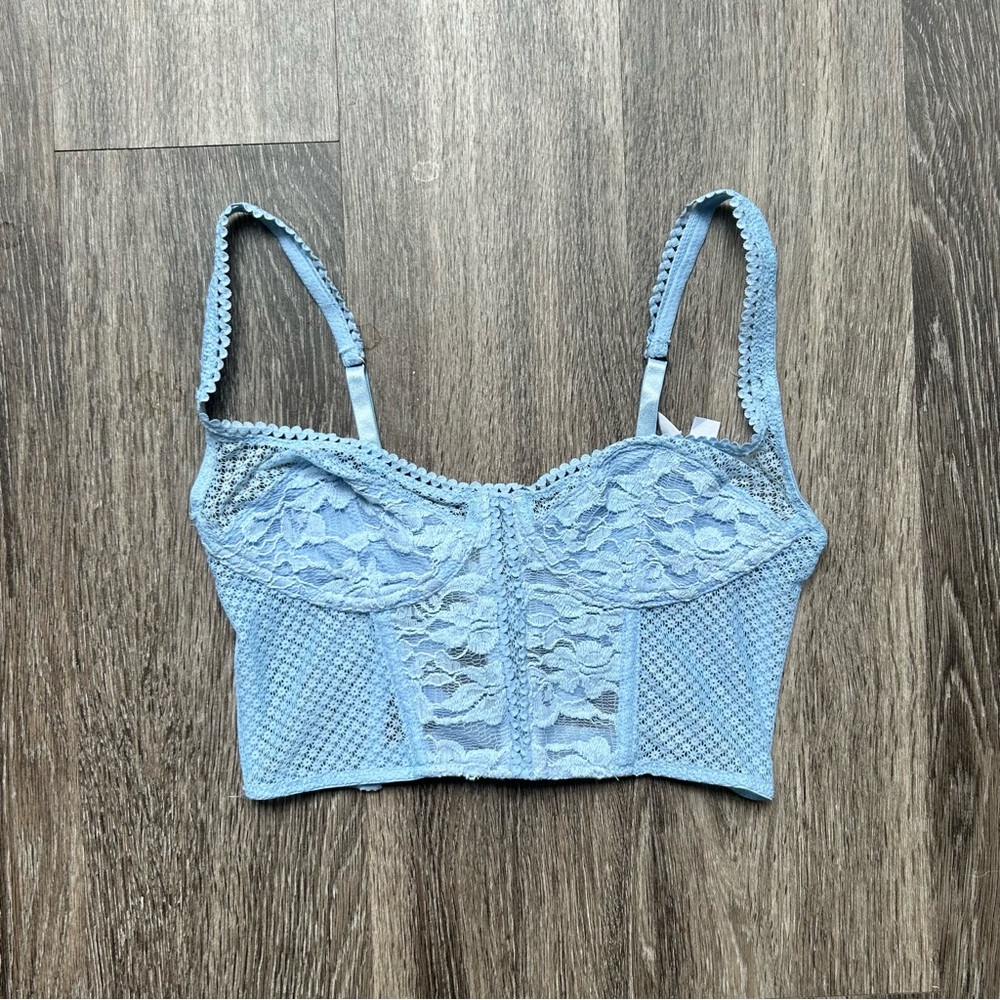 Light Blue Lace Longline Bralette
